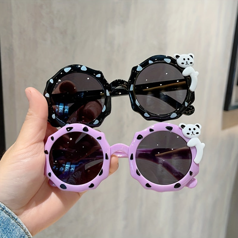 2pcs Kids Spotted Polygon Sunglasses, Cartoon Gift