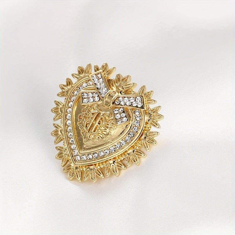 Golden Plated Heart Brooch For Men