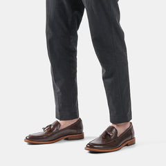 Men's Grey Tassel Loafers for Comfort