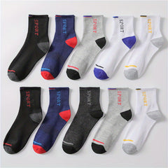 10 Pairs Letter Print Sports Socks Breathable Crew Socks Women's Stockings