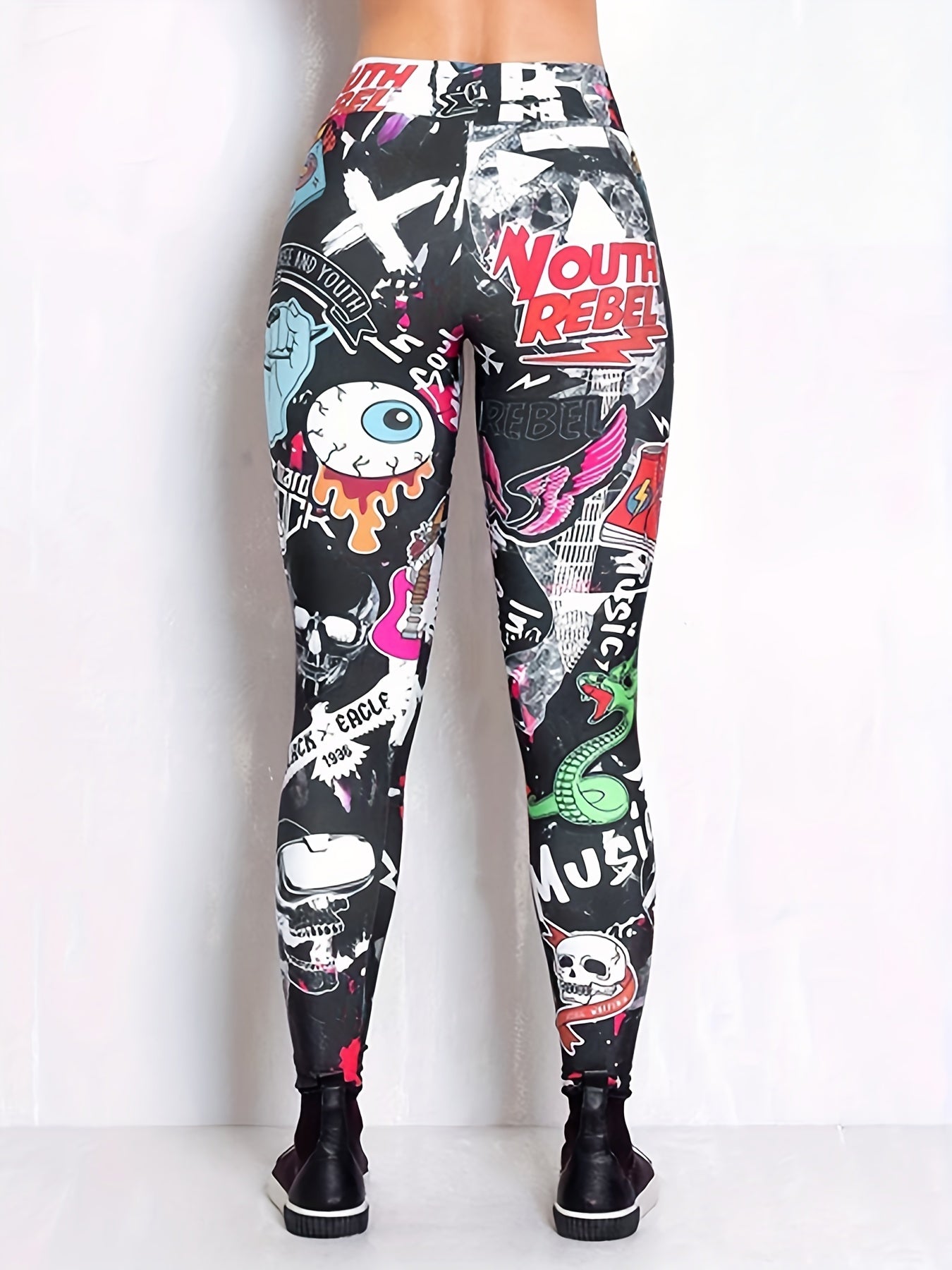 Graphic Print High Waist Leggings for Women