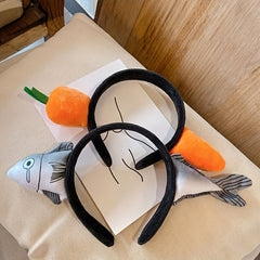 Funny Fish Carrots Headband Makeup Mask Hair Band