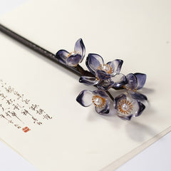 Wooden Hairpin Plate Hairpin Ink Gradient Flower Hairpin Hair Accessories