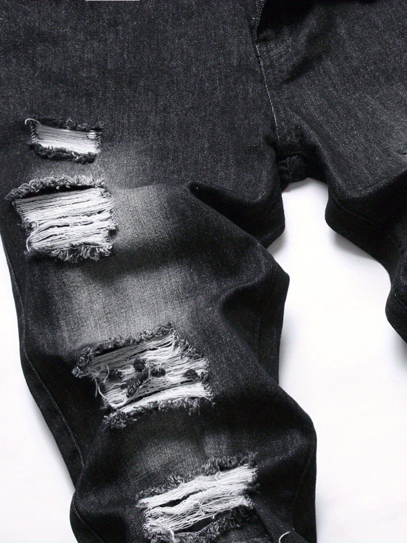 Men's Distressed Denim Pants Slim Fit Ripped Jeans