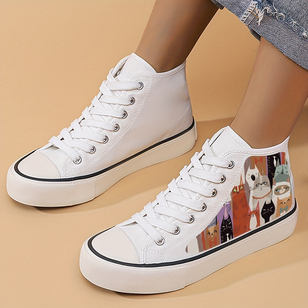 Girl's High Top Cats Skate Shoes Comfy Non Slip Casual Lace Up Sneakers
