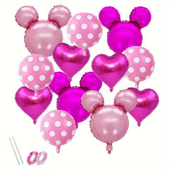 16pcs Mouse Head Birthday Balloons 18' Mouse Aluminum Foil Balloon Pink Balloons