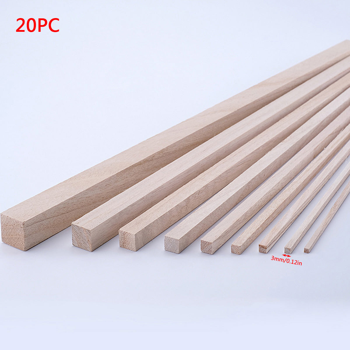 20pcs Paulownia Square Wooden Sticks for DIY Model Making