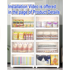 Plastic Storage Cabinet w/ Doors & Lids Easy Assembly Stackable Storage Bin