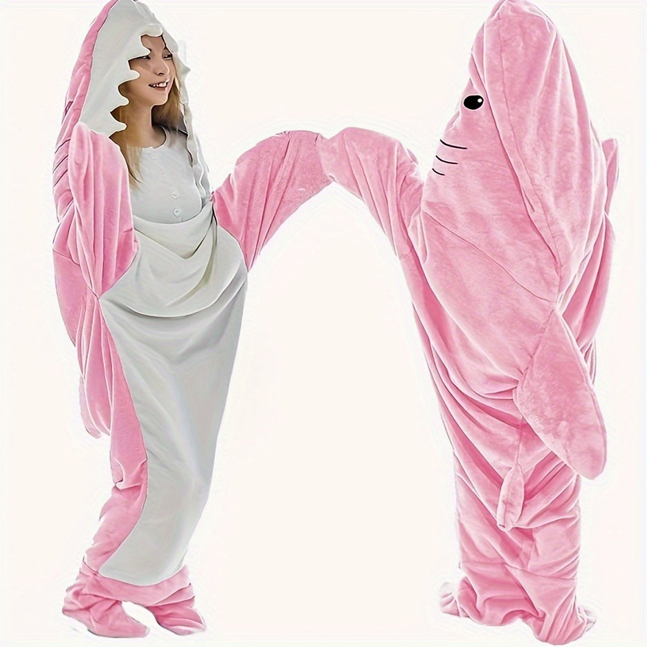 Shark Blanket Cozy Flannel Hoodie Sleeping Bag for Indoor & Outdoor