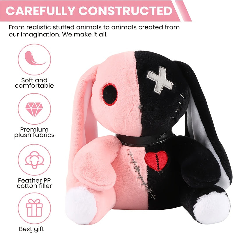 Gothic Plush Reborn Rabbit Soft Stuffed Animal with Hand Embroidered Stitches