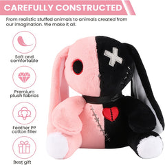 Gothic Plush Reborn Rabbit Soft Stuffed Animal with Hand Embroidered Stitches