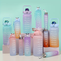 Leakproof Gradient Water Bottles 67oz 25oz 10oz Lockable Lid For Outdoor Sports