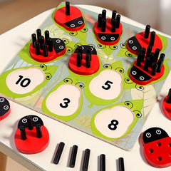 Ladybug Wooden Stacking Game Counting Math Toy Colorful Educational Toy