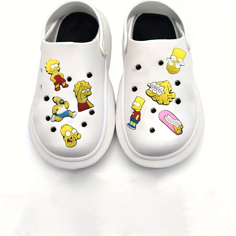 8pcs Cartoon Shoe Charms For Clogs Slides Sandals PVC Decorations
