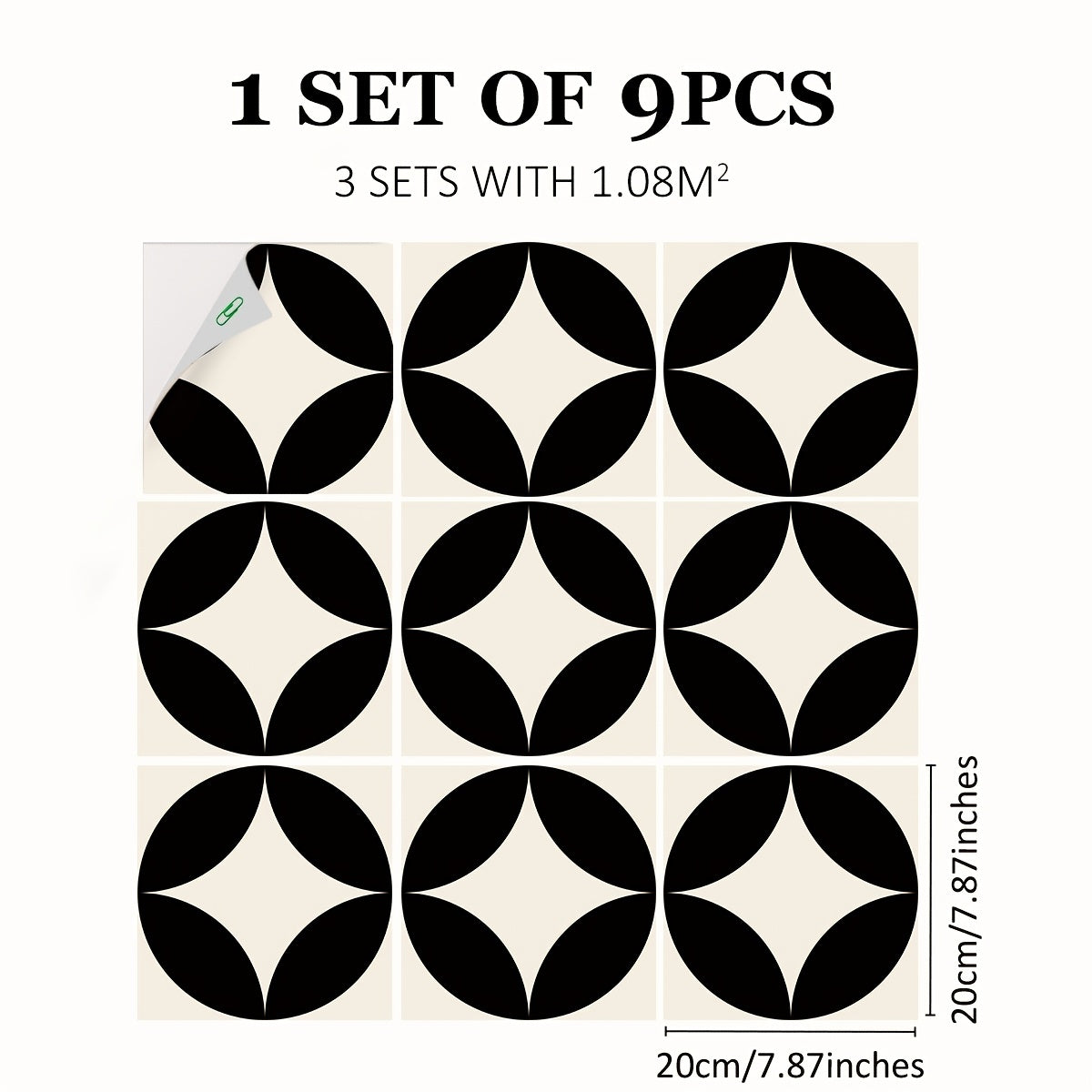 9pcs Nordic Style Printed Floor Stickers Waterproof Flower Tile Stickers