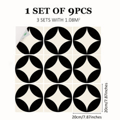 9pcs Nordic Style Printed Floor Stickers Waterproof Flower Tile Stickers