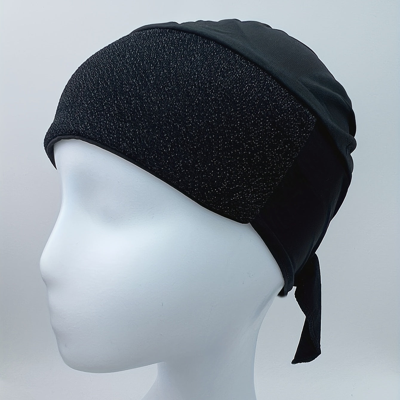 Glitter Stitching Turban Cap Double Elastic Head Wrap Casual Head Scarf Bandana
