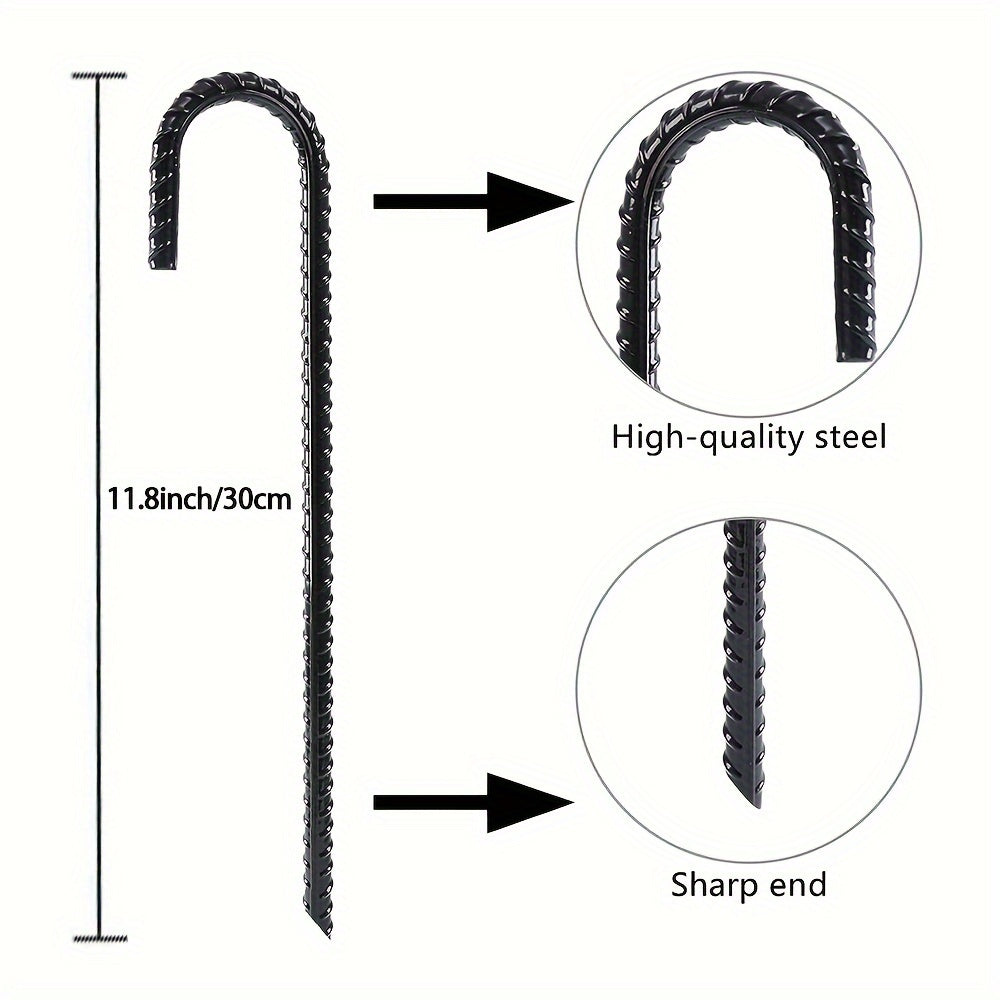 8pcs Rebar Stakes Heavy Duty J Hook Ground Stakes Tent Stakes
