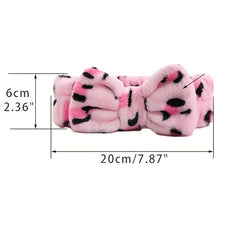 Bow Decor Plush Hair Hoop Elastic Headband Makeup Hair Accessory