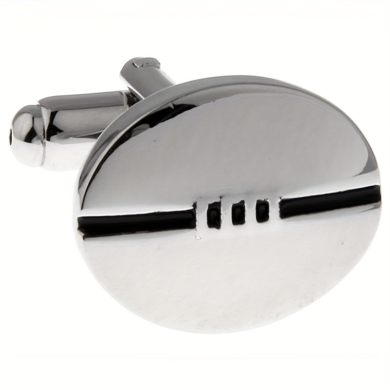 Sports Series Oval Round Corner Rugby Shape Cufflinks