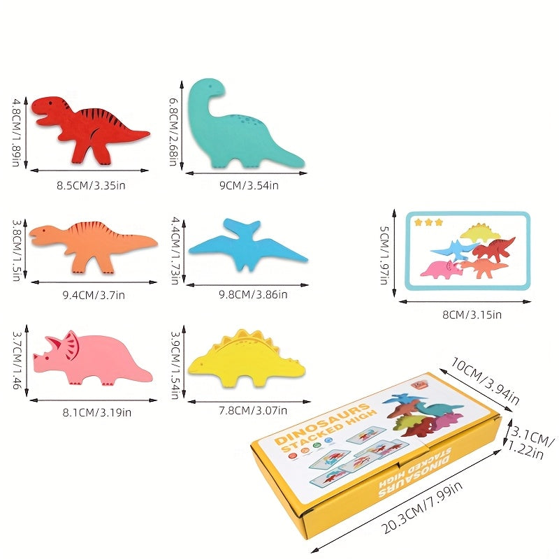 Wooden Dinosaur Stacking Game Educational 3D Building Toy