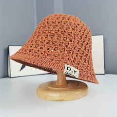 Solid Crochet Sun Hat Wide Brim Bucket Hat Women Outdoor Travel Beach Hats