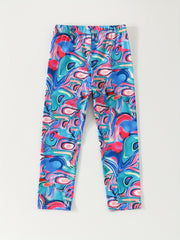 Girls' Colorful Swirls Print Cropped Pants