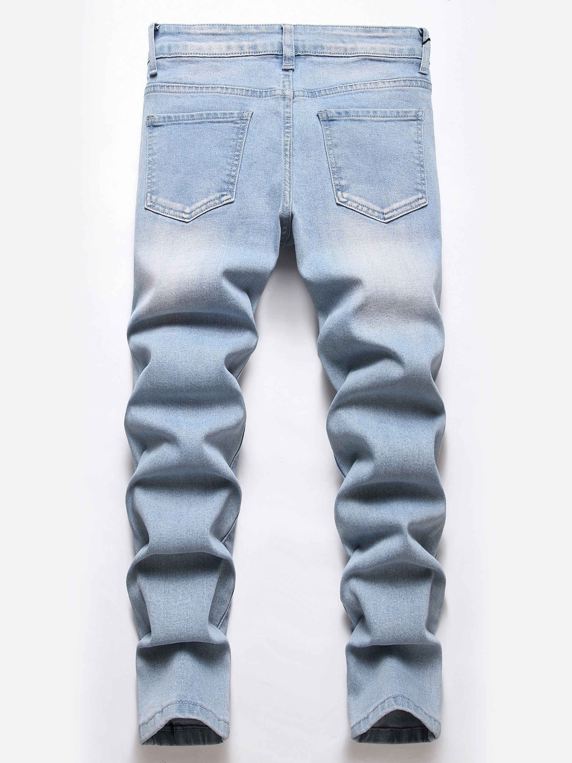 Boys Ripped Distressed Stretch Jeans Skinny Slim Fit Washed Denim Pants