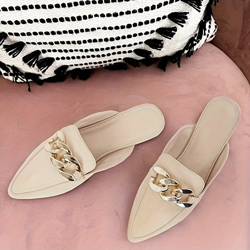 Women's Chain Decor Mules Slip On Slides & Lightweight Shoes