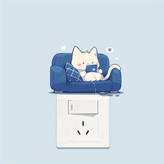Sofa Cat Cartoon Decorative Wall Sticker