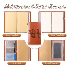 Personalized Initial PU Leather Journal Refillable Notebook