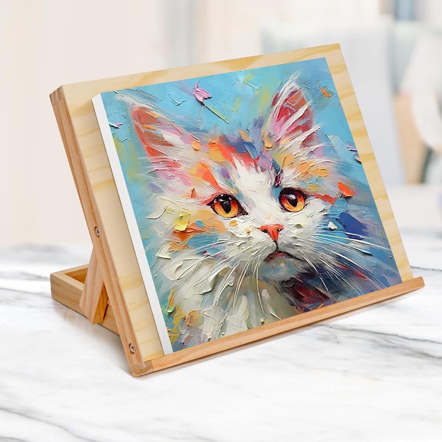 Wooden Easel Sturdy Natural Wood Angle Stand with 80 Adjustable Angle