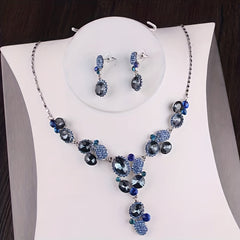 Bride's Wedding Jewelry Set Dark Necklace Earrings