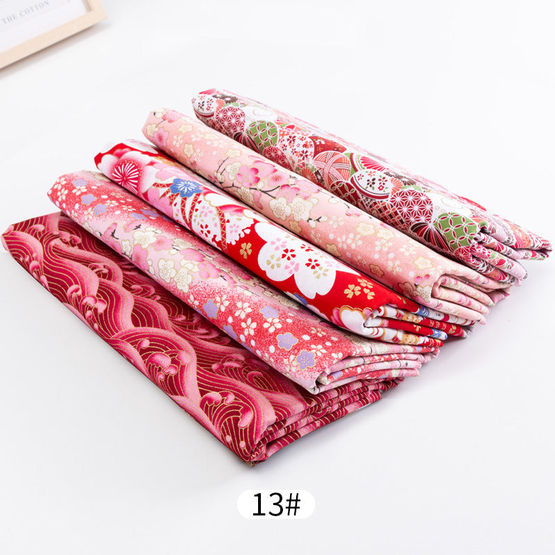 5pc Bronzing Cotton Patchwork Cloth Japanese Floral DIY Decoration