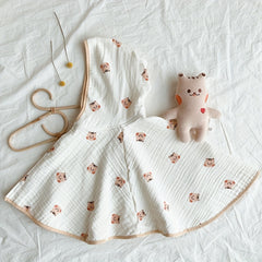 Cotton Gauze Printed Cloak Windproof Shawl for Baby 1-3 Years Spring Autumn