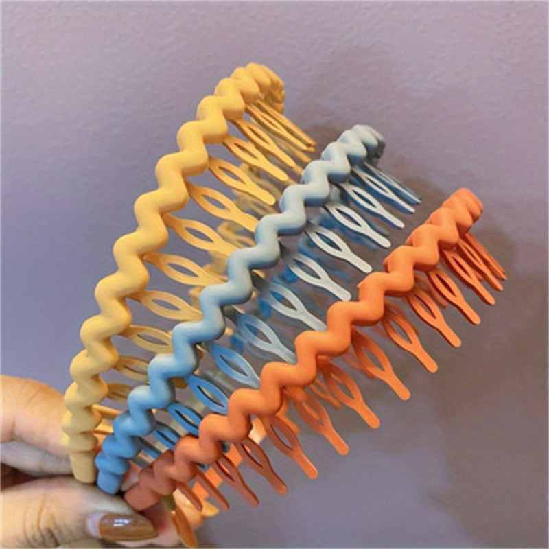 Women Solid Wave Headbands Non slip Hairbands Girls Hair Combs Wash Face
