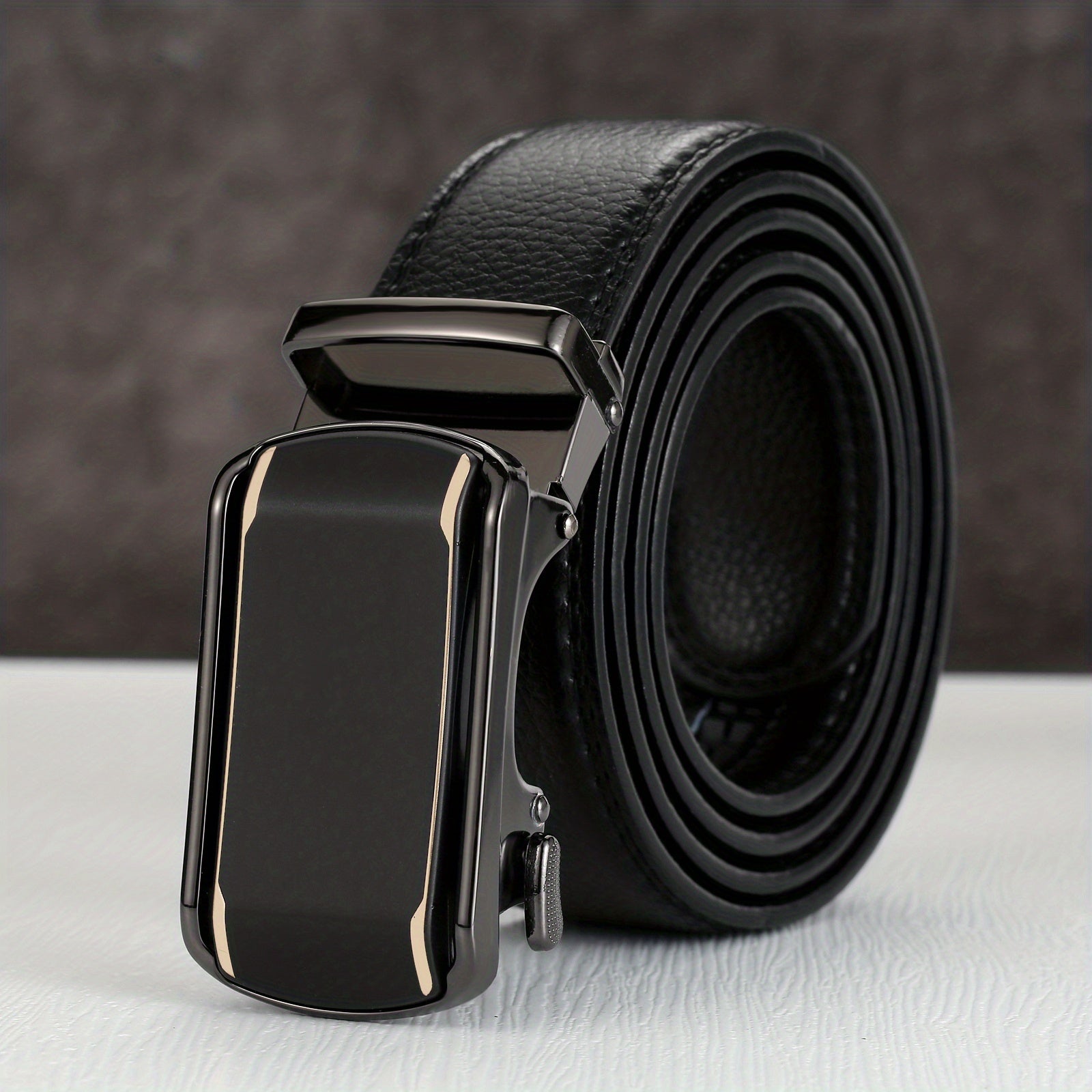 Men's Auto Buckle Belt PU Leather Business Waist Strap