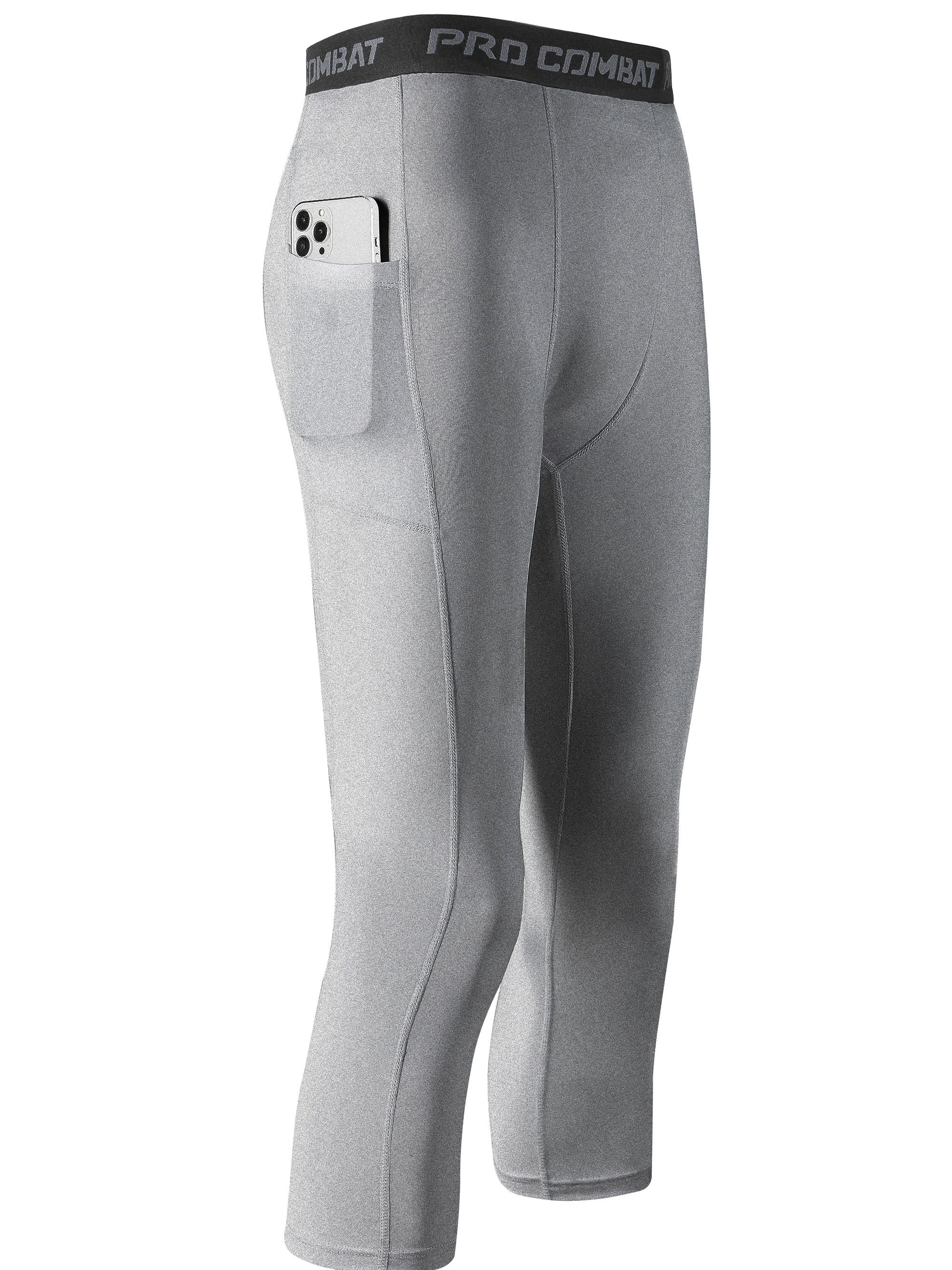 Men's Solid Pocket Leggings Active Quick Drying Sports Compression Pants