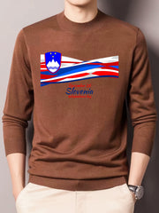 Slovenian Flag Men's Long Sleeve Knitted Sweater