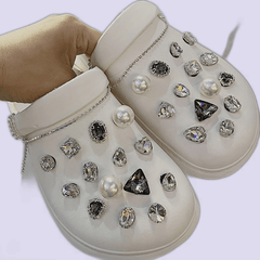 28Pcs Rhinestones & Pearl Shoe Charms For Clogs Garden Shoes DIY Accessories
