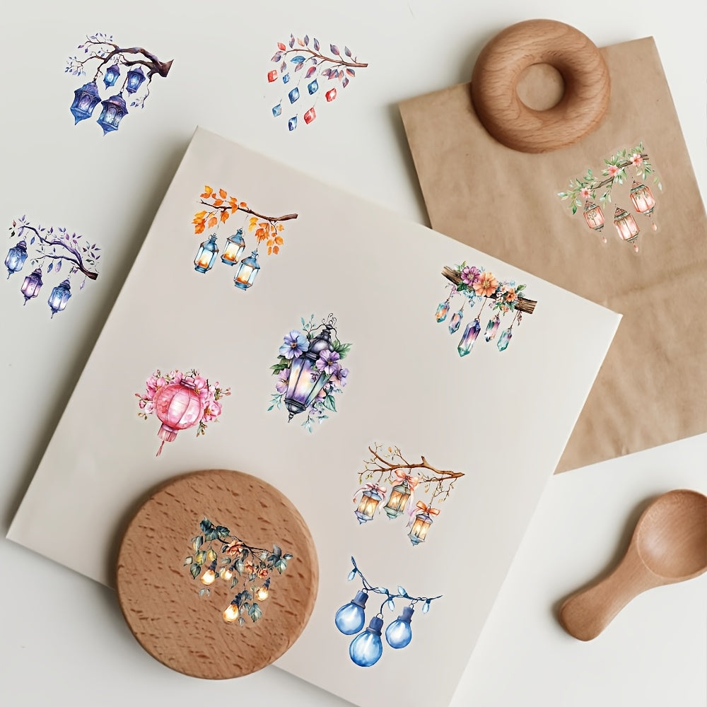 50pcs Cartoon Doodle Stickers Waterproof Self Adhesive Floral Sticker