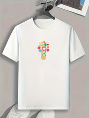 Bulb Pattern Print Men's Comfy Sports T shirt Graphic Tee