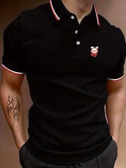 Men's Cartoon Bunny Graphic Polo Shirt Short Sleeve