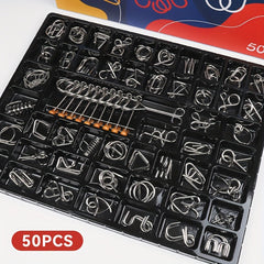 50pcs Unlocking Toys Set: Luban Lock, Kongming Lock, Nine-ring Puzzle