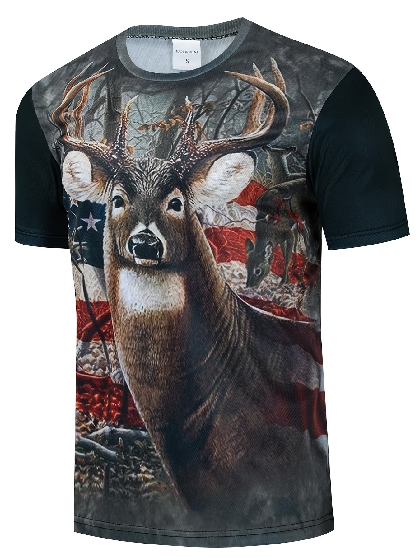 Men's 3D Pattern Print Graphic Crew Neck Active T-shirt
