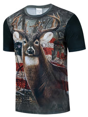 Men's 3D Pattern Print Graphic Crew Neck Active T-shirt