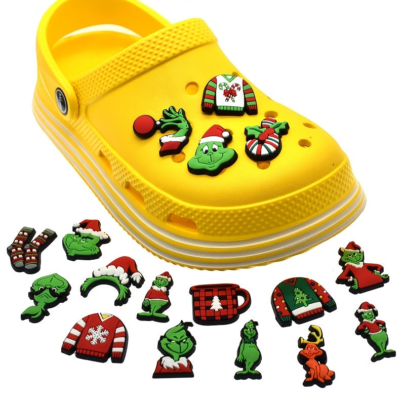 Christmas Pattern Charms For Clogs PVC Bubble Slides Sandals Decorations