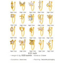 Men's Golden Nose Stud Set With Artificial Diamonds Party Gift