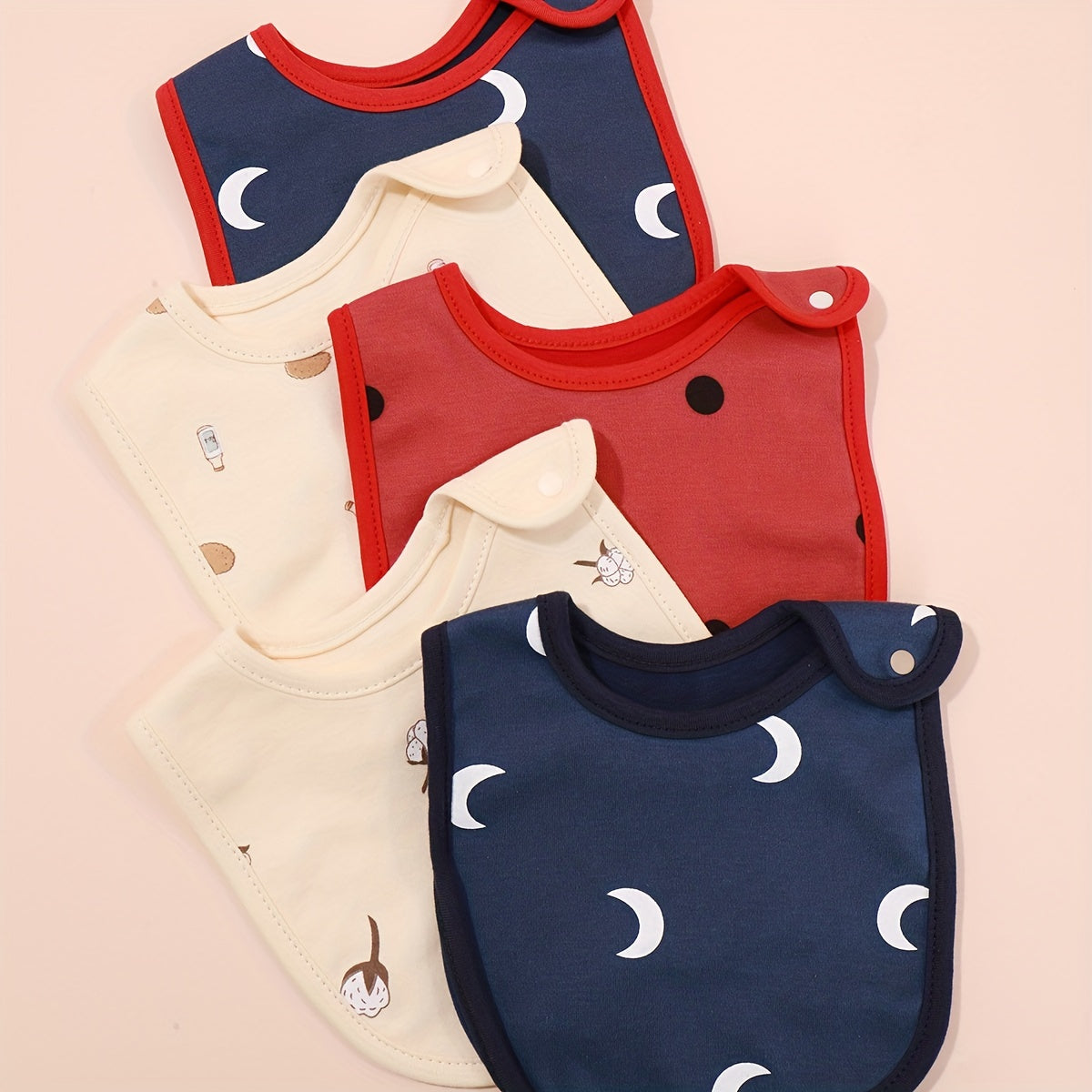 Fabric Baby Bibs Cartoon Print Saliva Towel U-shaped Bandana Scarf