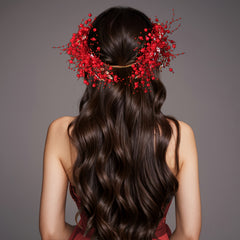 Vintage Red Beaded Bridal Headpiece with Tassels for Weddings
